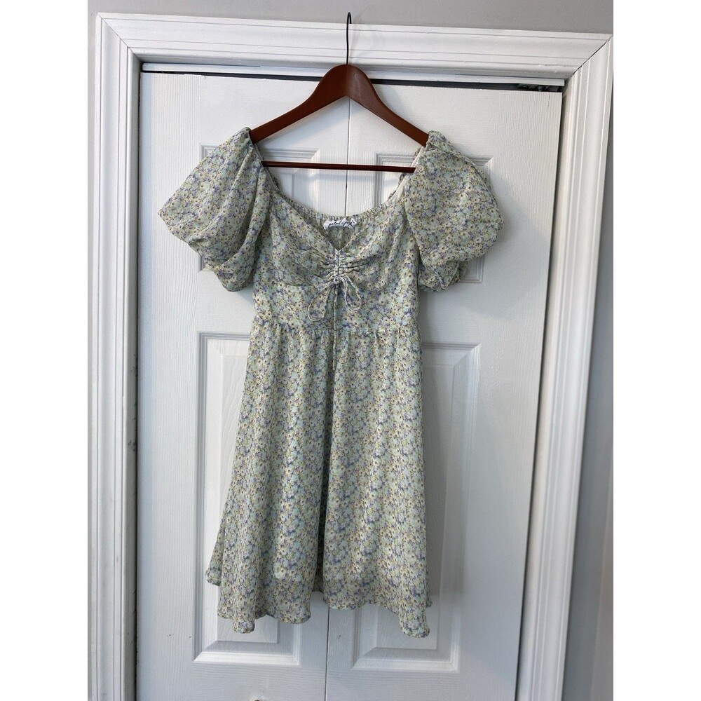 Petal + Pup Mini Dress Women Size 4 Floral Puff Sleeve Babydoll Cottagecore